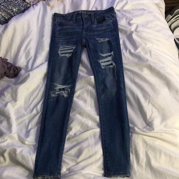 American eagle PATCHED skinny jeans size 4 - Picture 2 of 5